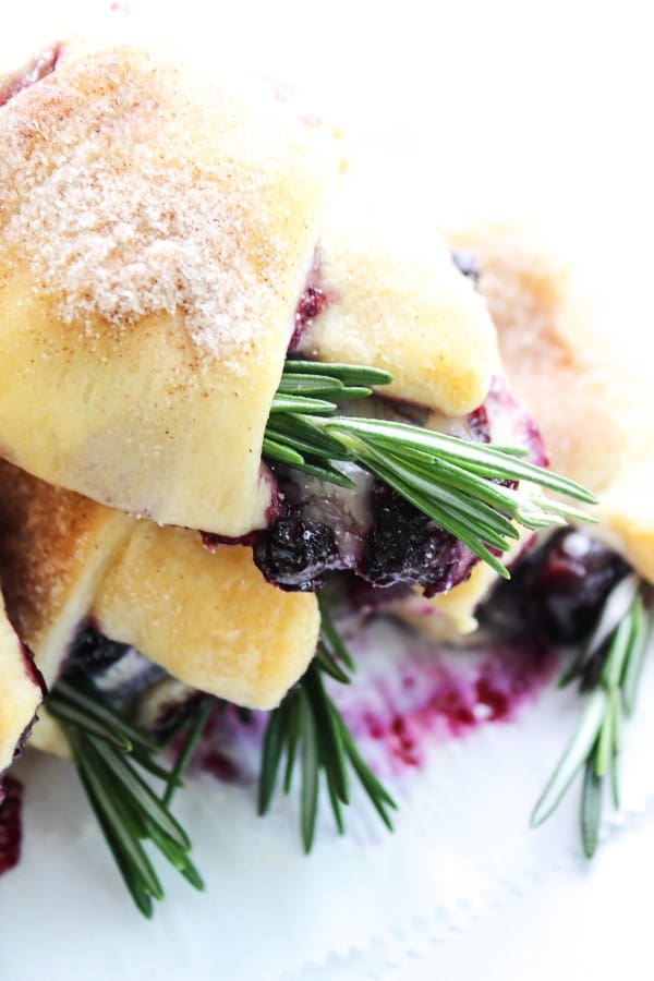 BERRIES & BRIE CRESCENT ROLLS, brie cheese with fresh berries and rosemeary