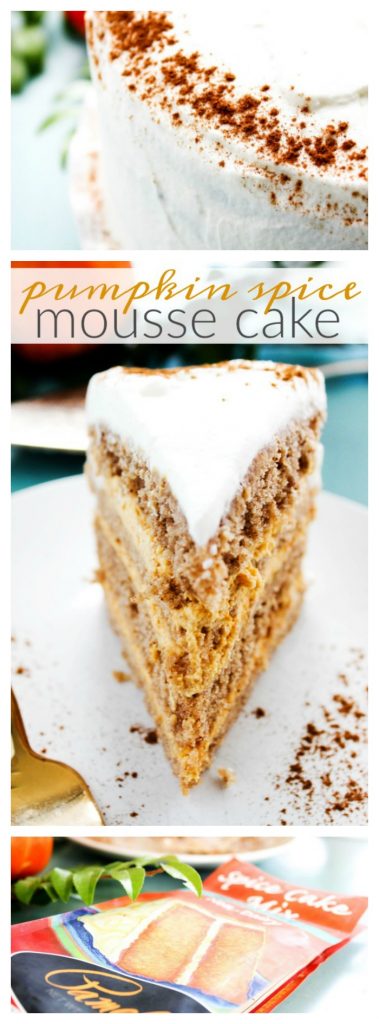 Pumpkin Spice Mousse Cake - decadent layers of pumpkin spice cake and a simple pumpkin mousse filling. A perfect fall dessert, and a Thanksgiving must have. Pumpkin Spice Mousse Cake - decadent layers of pumpkin spice cake and a simple pumpkin mousse filling. A perfect fall dessert, and a Thanksgiving must have. pumpkin-spice-mousse-cake-long-pin