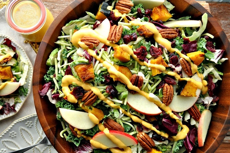 FALL HARVEST SALAD WITH PUMPKIN GODDESS DRESSING
