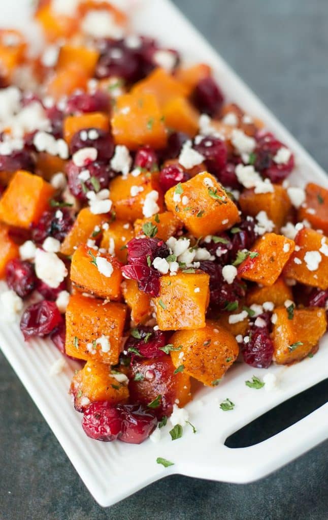 HONEY ROASTED BUTTERNUT SQUASH CRANBERRIES & FETA