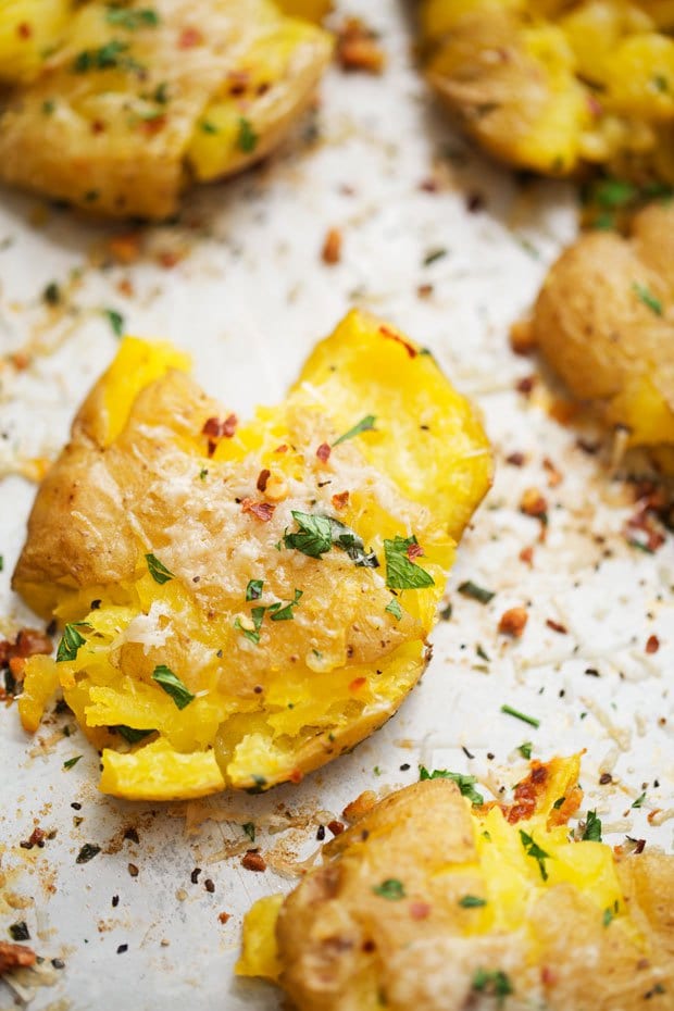 Parmesan Garlic Smashed Potatoes Appetizer