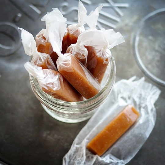 Soft Chewy Caramel Candies wrapped homemade