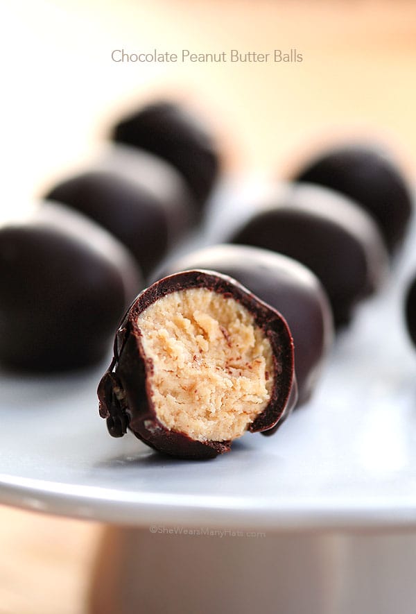 Chocolate Peanut Butter Balls peanut butter filled chocolate candy