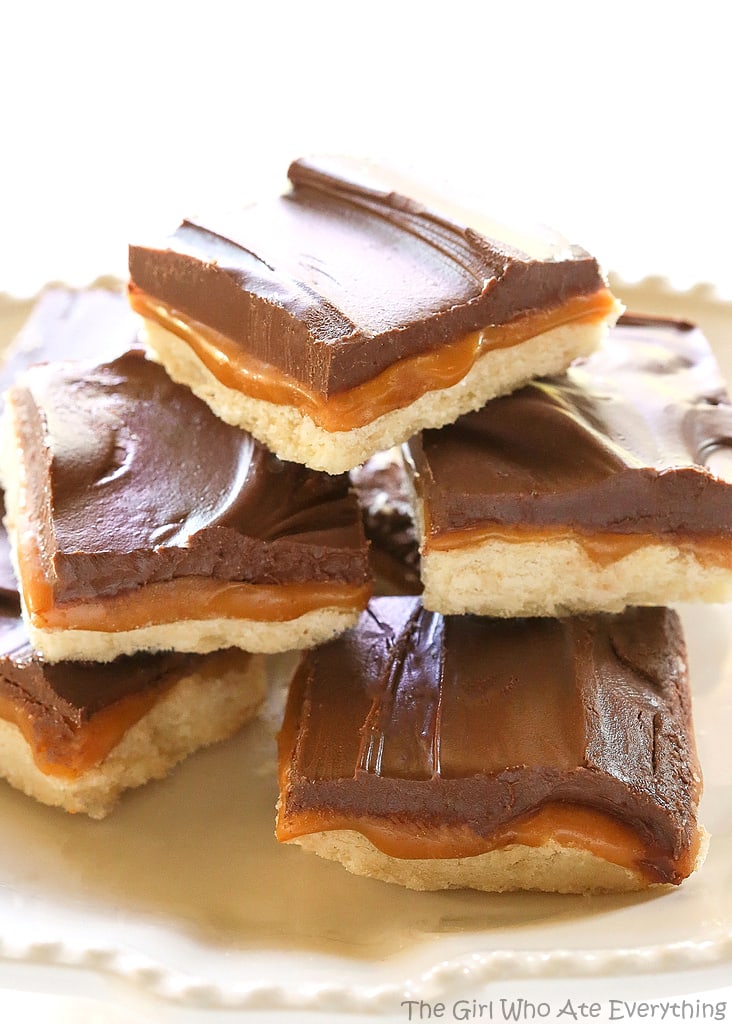 Homemade Twix Bars biscuit with caramel and chocolate