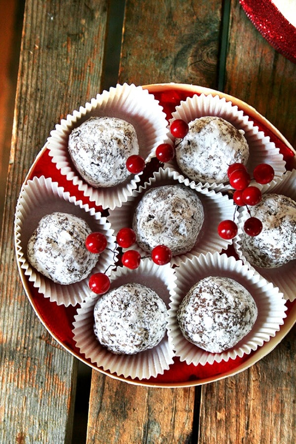 Rum Balls soft chocolate rum balls coated in powdered sugar