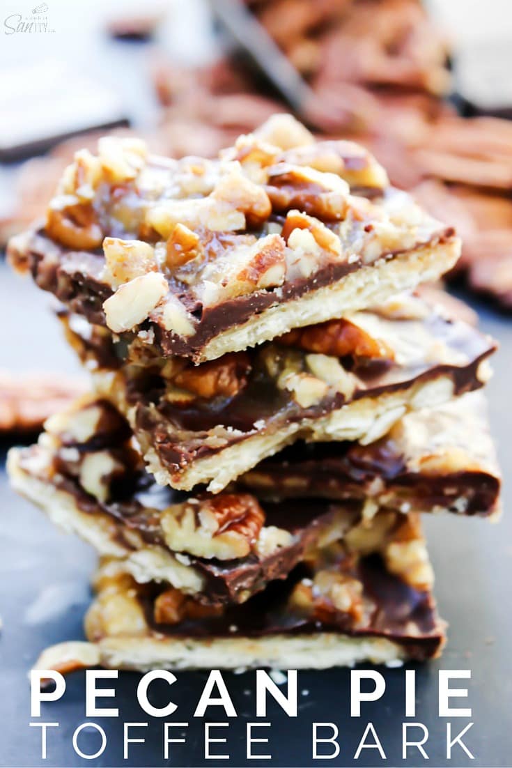 Pecan Pie Toffee Bark chocolate bark pecans layers