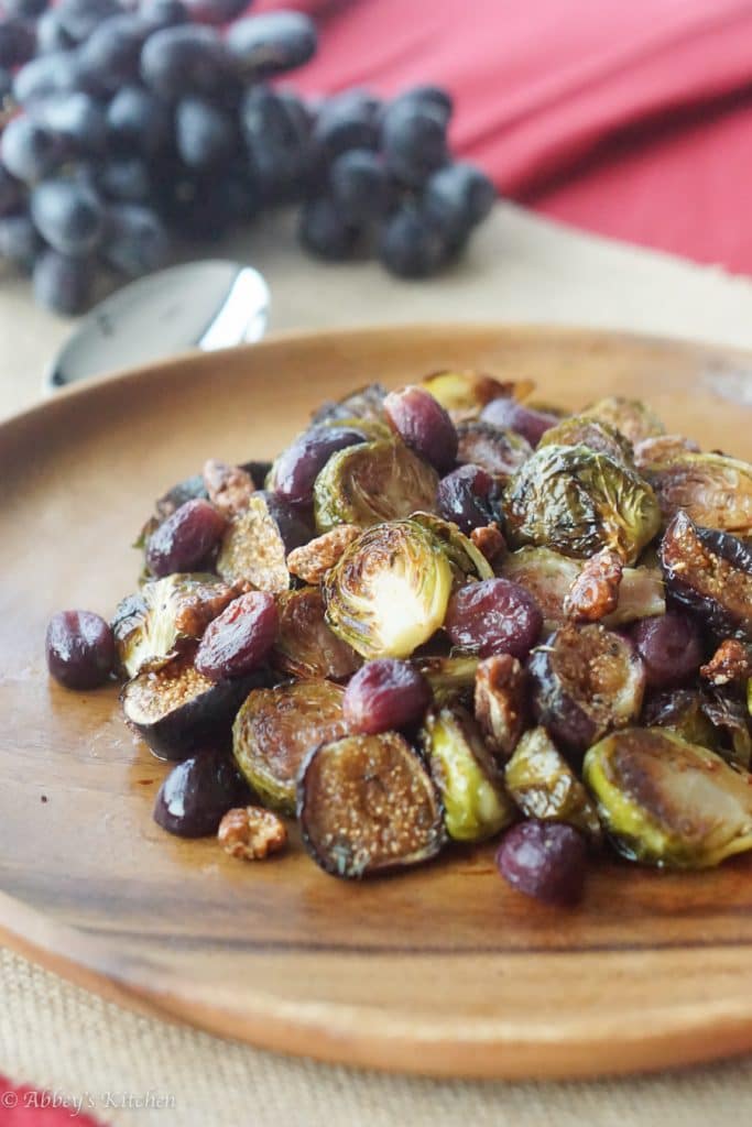BALSAMIC ROASTED BRUSSEL SPROUTS WITH GRAPES & FIGS