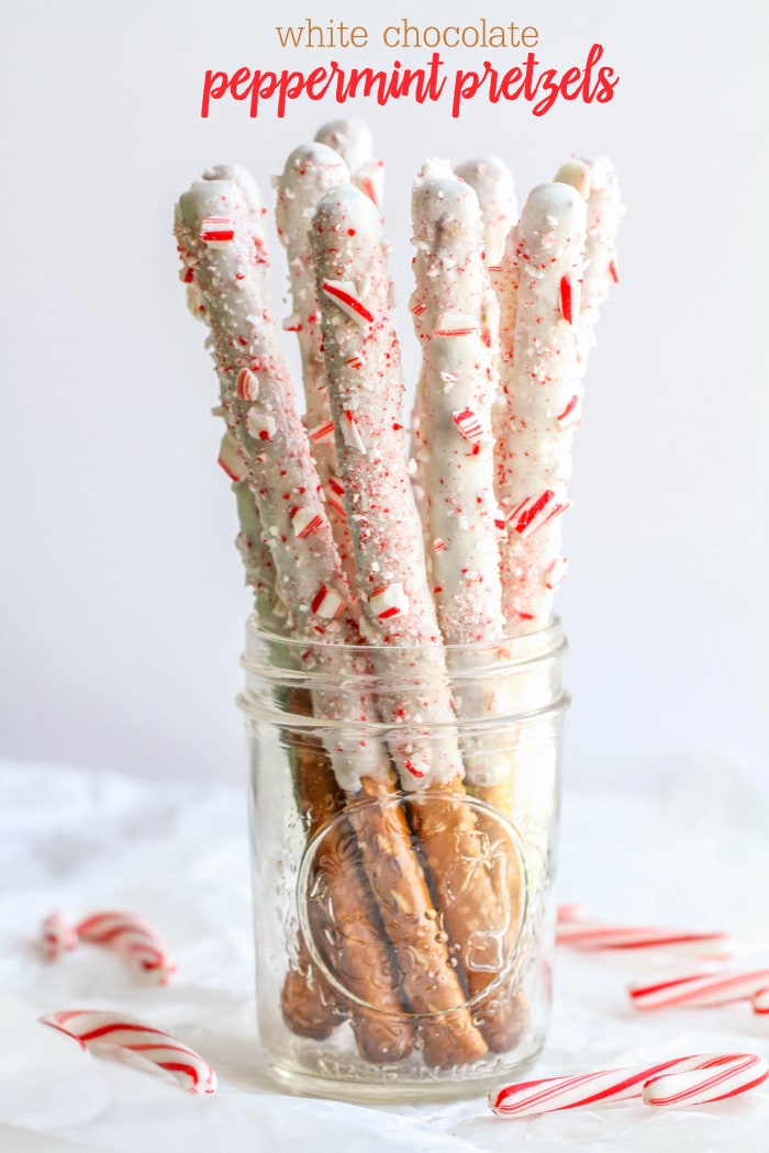 White Chocolate Peppermint Pretzels