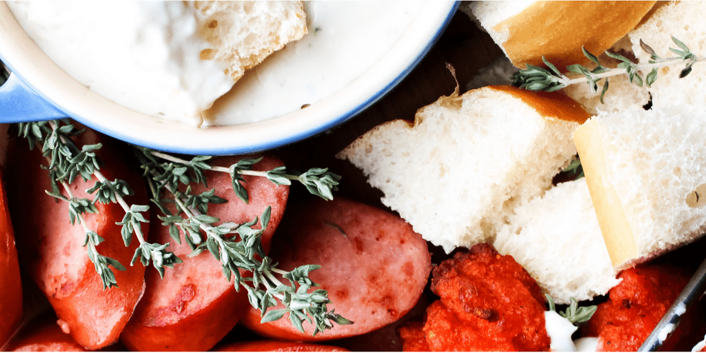 Blue Cheese Fondue is a perfect dip for your next game day get-together. With its rich and melt-in-your-mouth texture, this bold fondue will wow every fan. blue-cheese-fondue-view