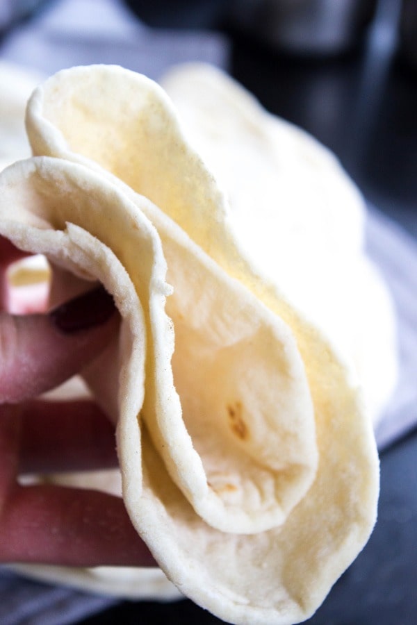 Folded Flour Tortilla up close