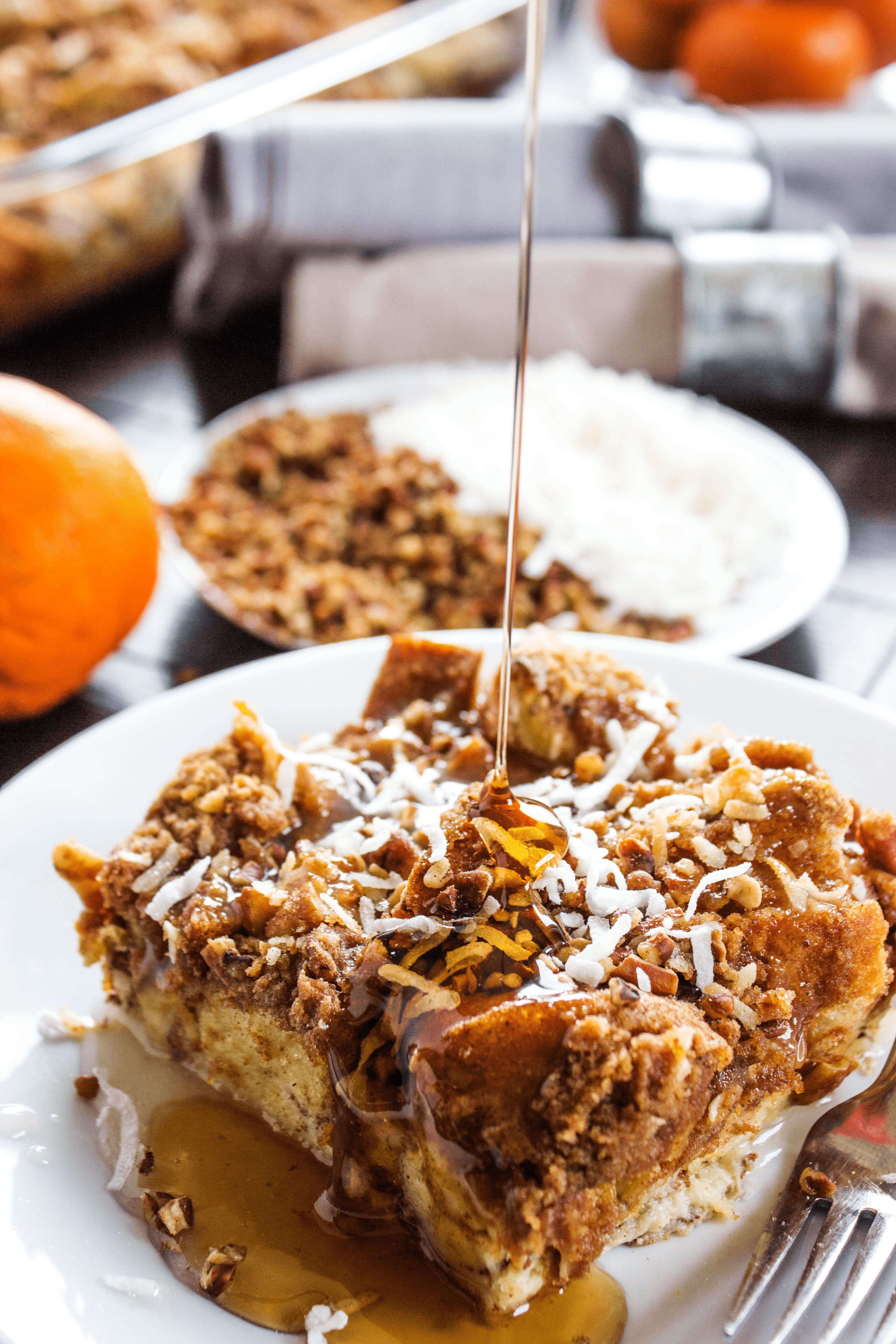 french toast casserole with maple syrup