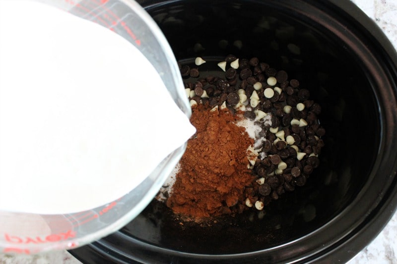 Slow Cooker Triple Chocolate Hot Cocoa is a rich, decadent hot cocoa made at the ease of your slow cooker. Chocolate lovers will be swooning over this one. adding cream to crock pot