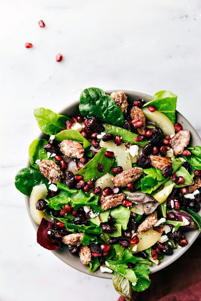 CANDIED PECAN, PEAR, & POMEGRANATE SALAD