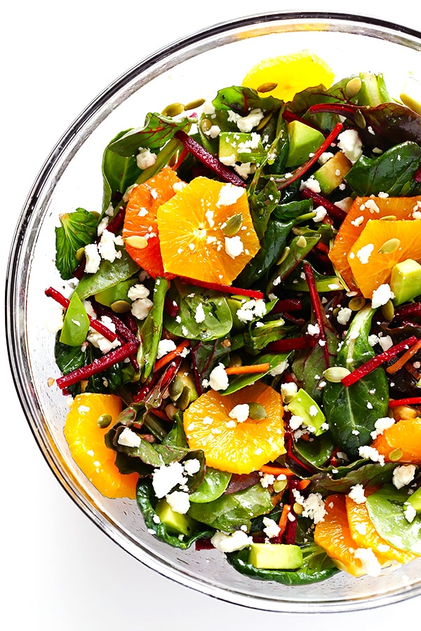 GREEN SALAD WITH ORANGES, BEETS & AVOCADO