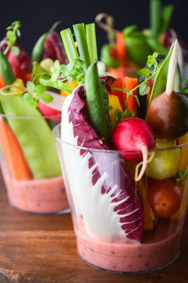 INDIVIDUAL SALAD CUPS WITH RHUBARB VINAIGRETTE