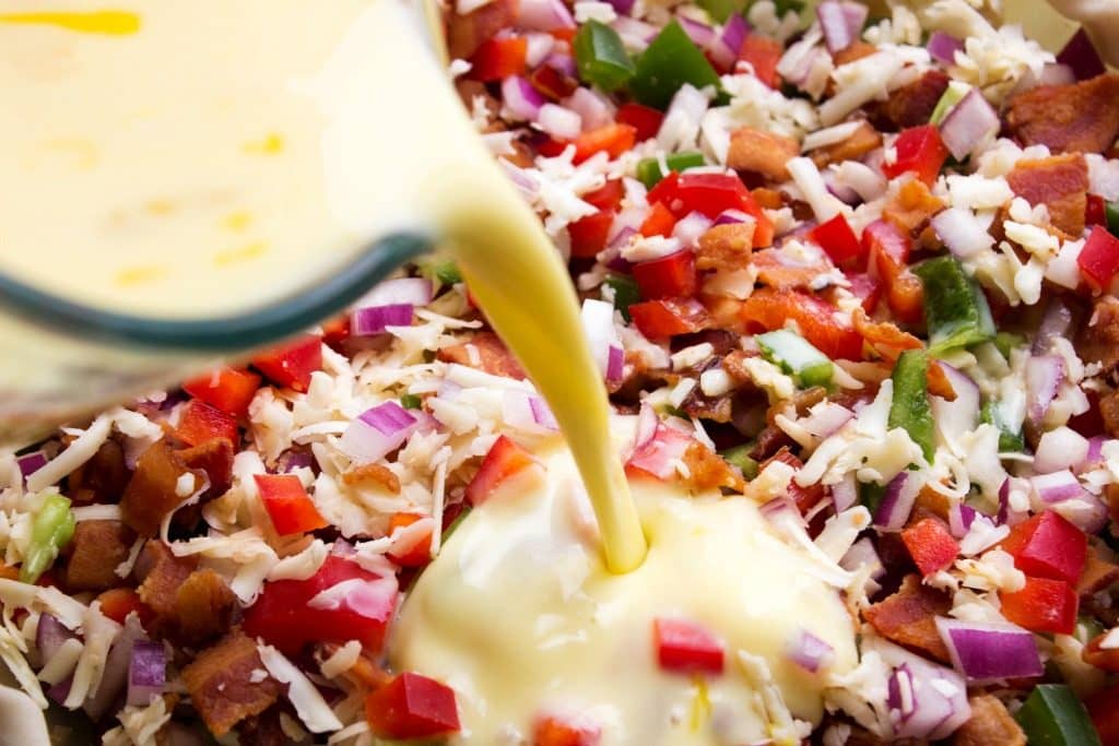 BACON FAJITA QUICHE -Glass measuring cup 