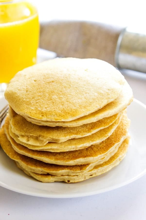 Oatmeal Pancakes stack on a white plate