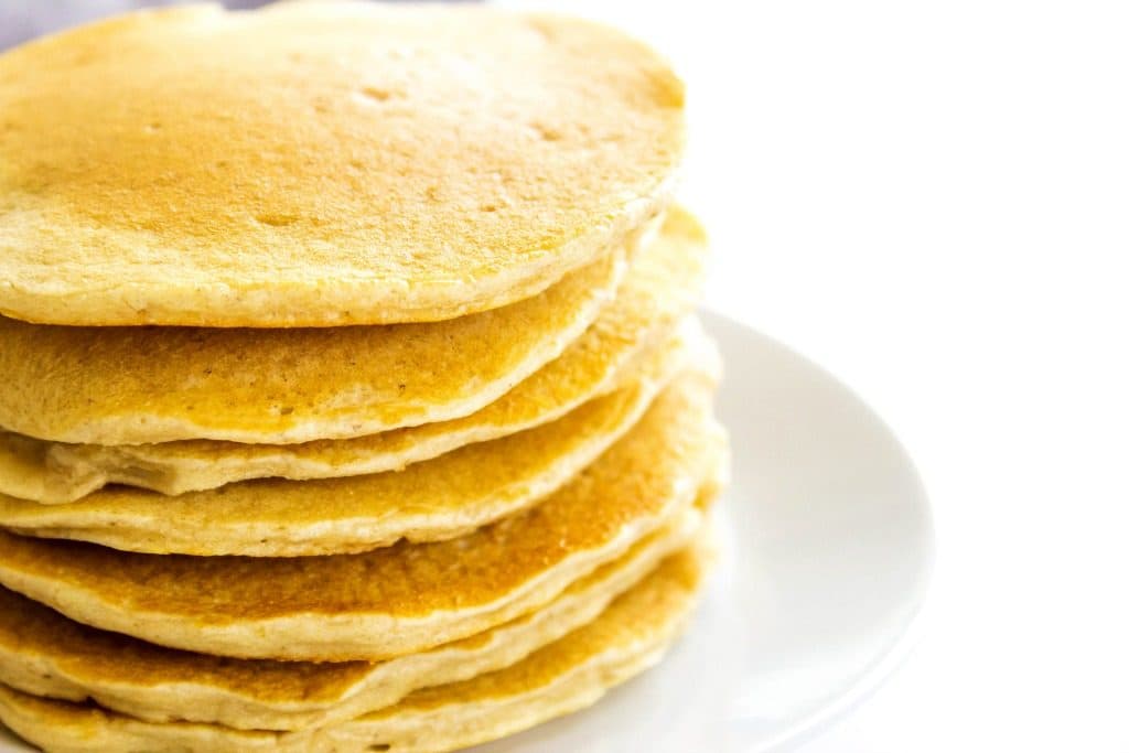 Oatmeal Pancakes in a stack close up