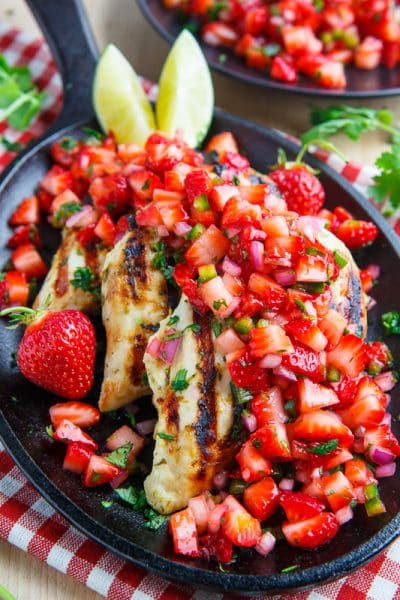 CILANTRO LIME GRILLED CHICKEN SALAD WITH STRAWBERRY SALSA