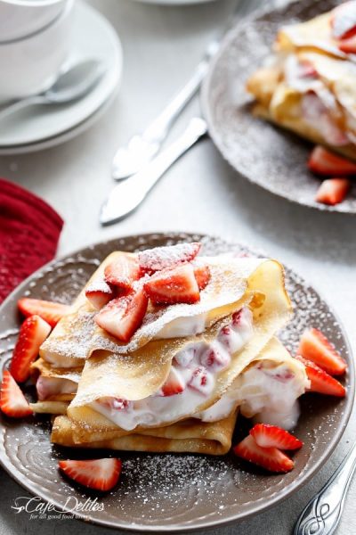 STRAWBERRIES AND CREAM CREPES WITH ORANGE LIQUEUR