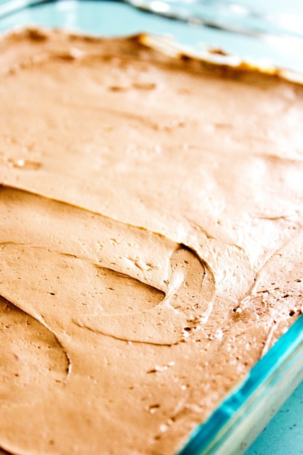 chocolate frosting spread out