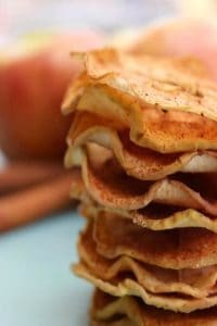 BAKED CINNAMON SUGAR APPLE SLICES are a perfect snack. Crispy baked apples slices coated in cinnamon and sugar like a fruit chew but better!