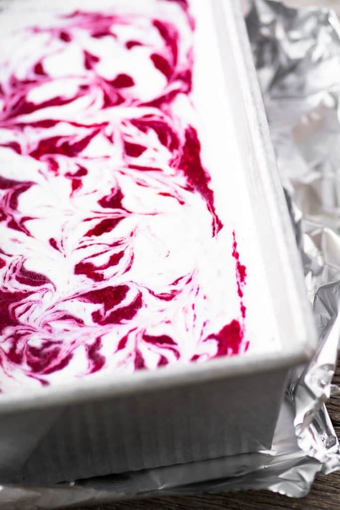 FRESH RASPBERRY RIPPLE ICE CREAM NO CHURN RECIPE
