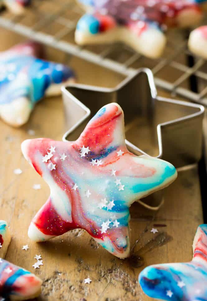 red white and blue STAR SPANGLED COOKIES