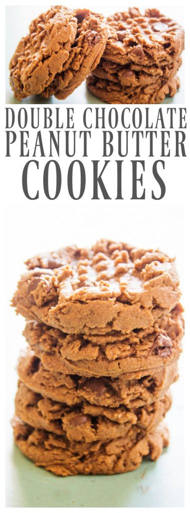 DOUBLE CHOCOLATE PEANUT BUTTER COOKIES - Soft & chewy these chocolate peanut butter cookies with chocolate chips are my sweet tooth fixation.