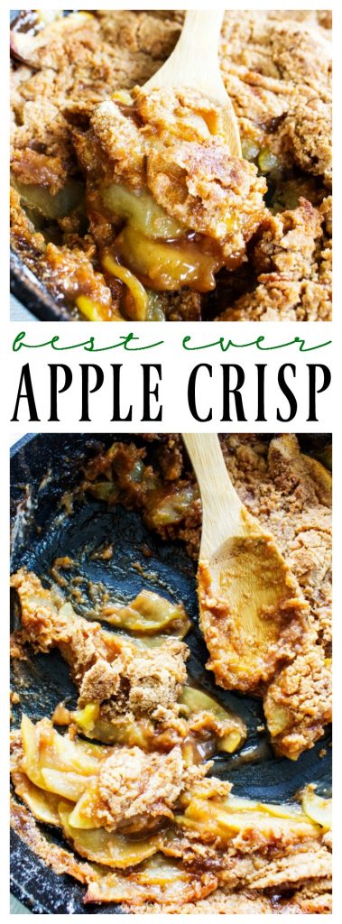 BEST EVER APPLE CRISP is one of our family favorites desserts. Maple caramelized apples and a crisp sweet topping, nothing beats this fall treat.