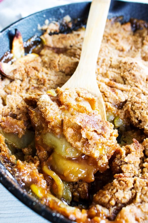 BEST EVER APPLE CRISP is one of our family favorites desserts. Maple caramelized apples and a crisp sweet topping, nothing beats this fall treat.