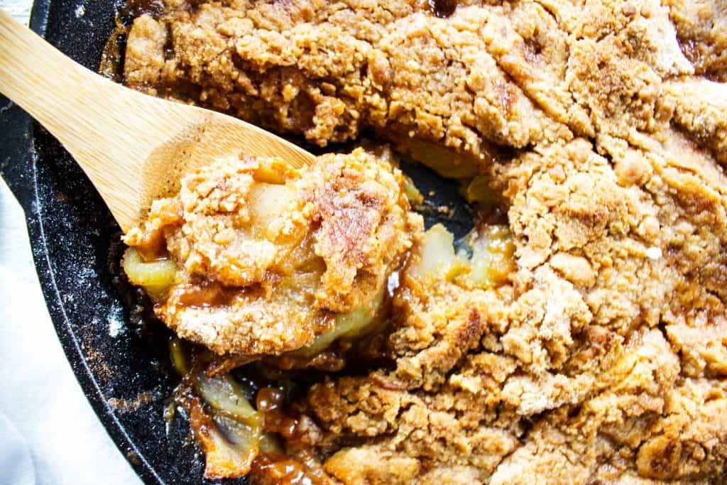BEST EVER APPLE CRISP is one of our family favorites desserts. Maple caramelized apples and a crisp sweet topping, nothing beats this fall treat.