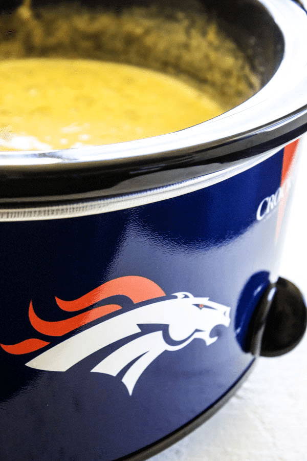 close up of a Denver Broncos branded slow cooker
