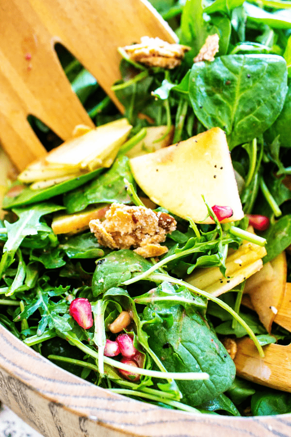 Making this Spinach Pear Salad is so easy to throw together and make for a large crowd.