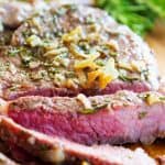 Mouthwatering and insanely delicious and easy, this PAN SEARED STEAK WITH ROSEMARY AND GARLIC BUTTER can make your kitchen the best steakhouse around.