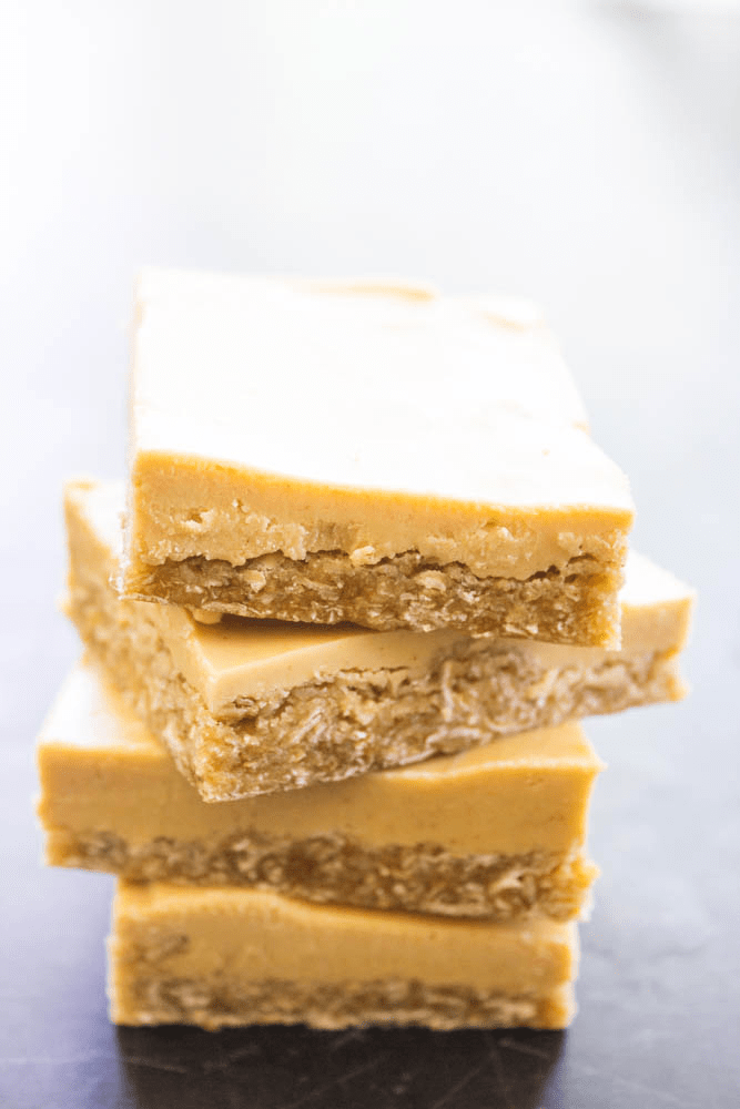 up close stack of 4 Peanut Butter Oatmeal Bars