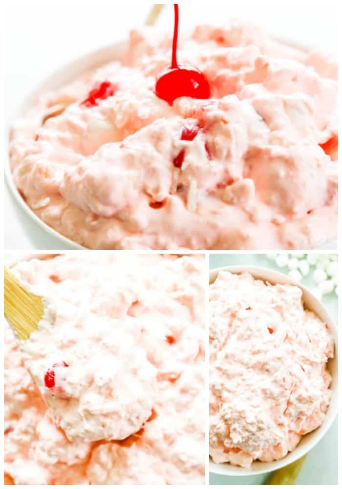 Pink Pineapple Fluff in a bowl