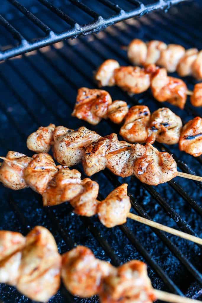 Maple Barbecue Chicken Kabobs on the grill