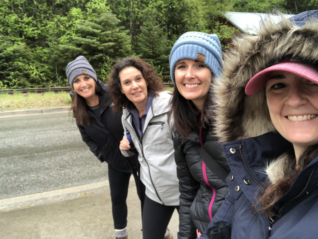 selfie of sandra and 3 friends in skagway