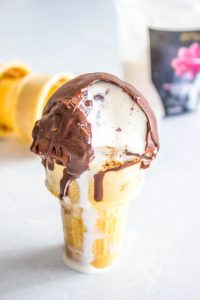 magic shell on ice cream in cone