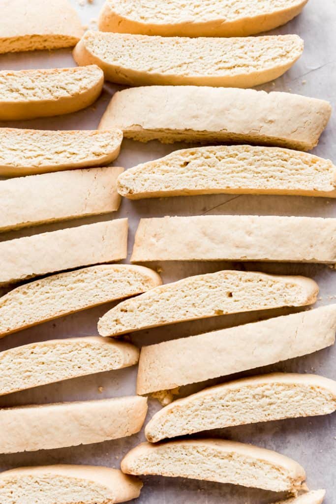 baked biscotti on sheet pan