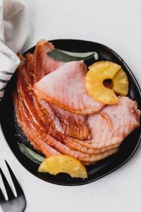 plate of slices of ham