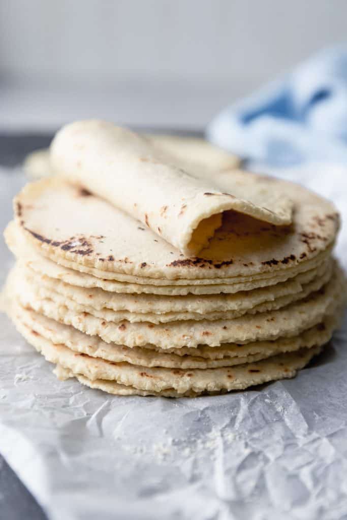 homemade corn tortillas stack