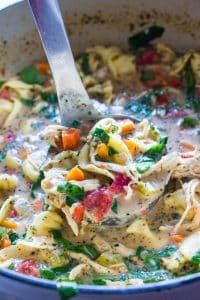 Sicilian Chicken Tortellini Soup