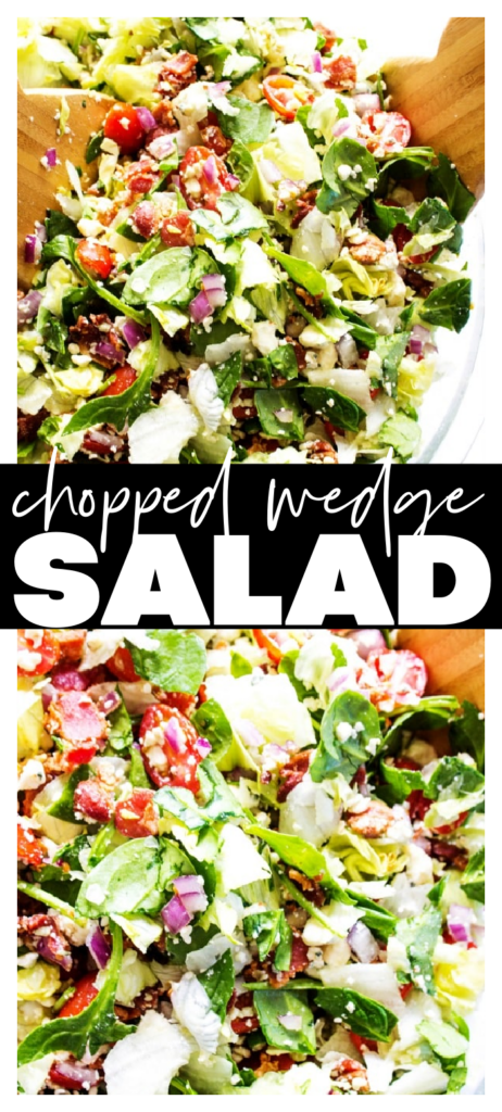 chopped wedge salad two images with recipe title in between