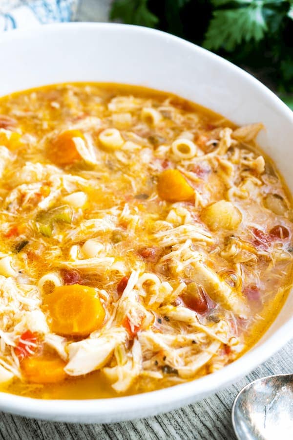 overhead shot sicilian chicken soup