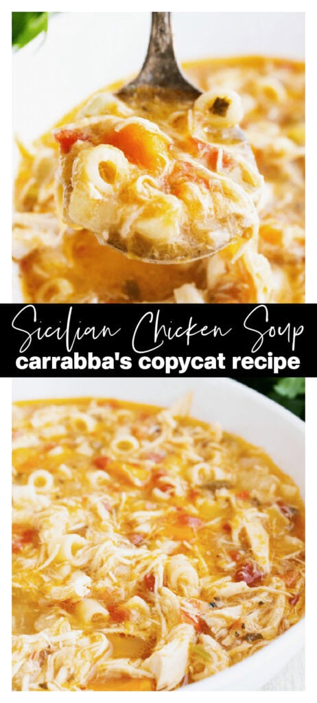 collage image of carrabba's sicilian chciken soup