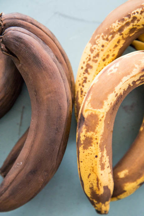Chocolate Banana Bread is the best banana bread recipe with a chocolate twist. photo of over-ripened bananas