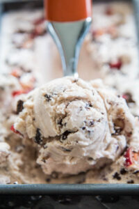 close-up photo of ice cream being scooped