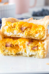 a stack of mini quiche